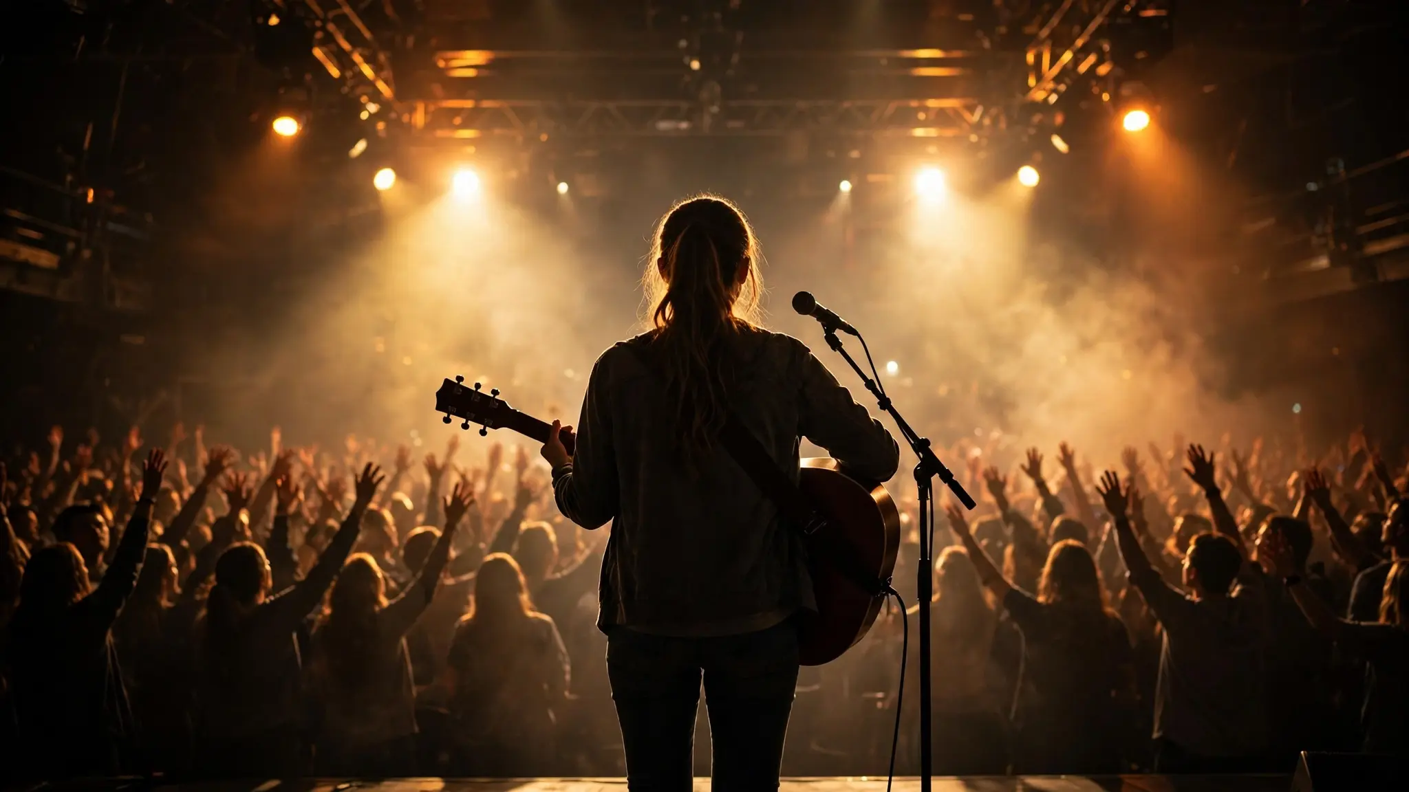 Christian artist Jamie MacDonald performing on stage in 2026