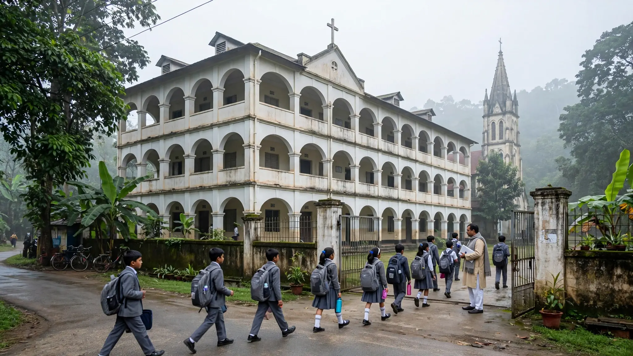 सिलीगुड़ी के डॉन बॉस्को स्कूल में ईसाई मिशनरी स्कूलों के सम्मेलन का दृश्य